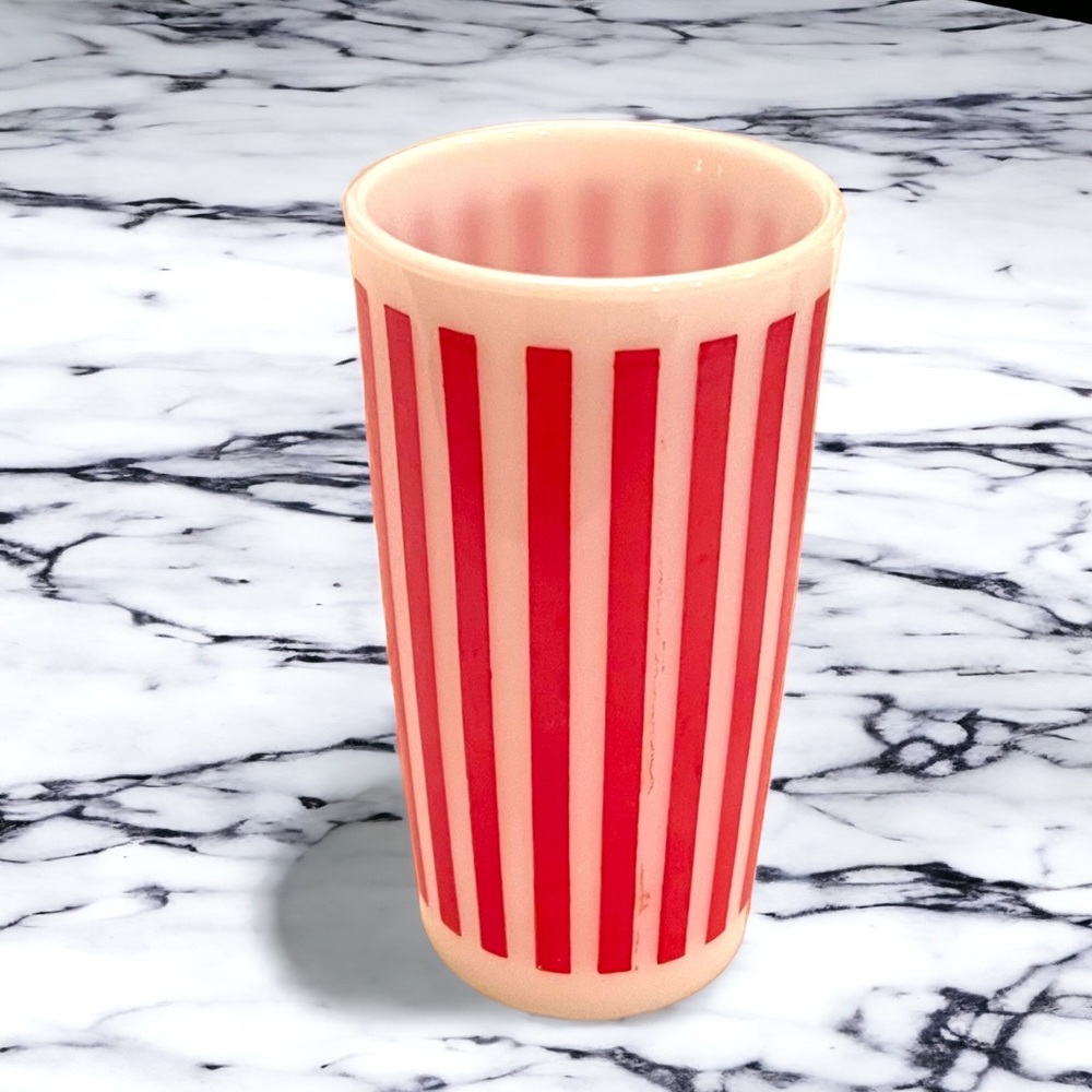 VTG 50’s Hazel-Atlas Platonite Candy Stripe Drinking Glass Tumbler